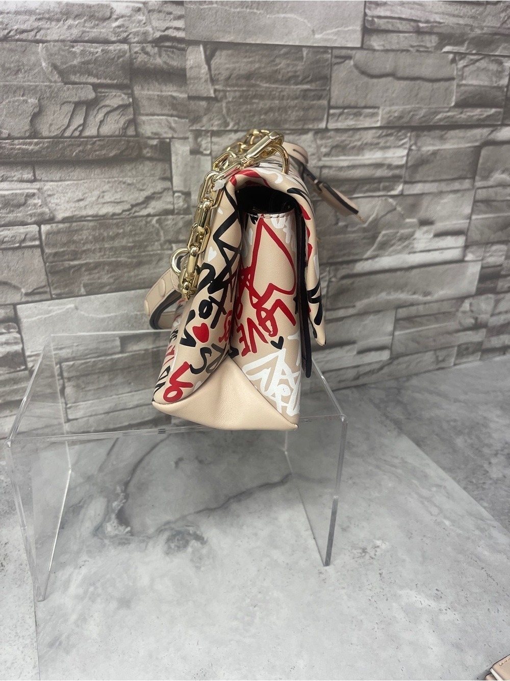 Michaek Kors Cece Medium Chain Shoulder Bag with Matching Wallet Pink Grafitti - Picture 6 of 16